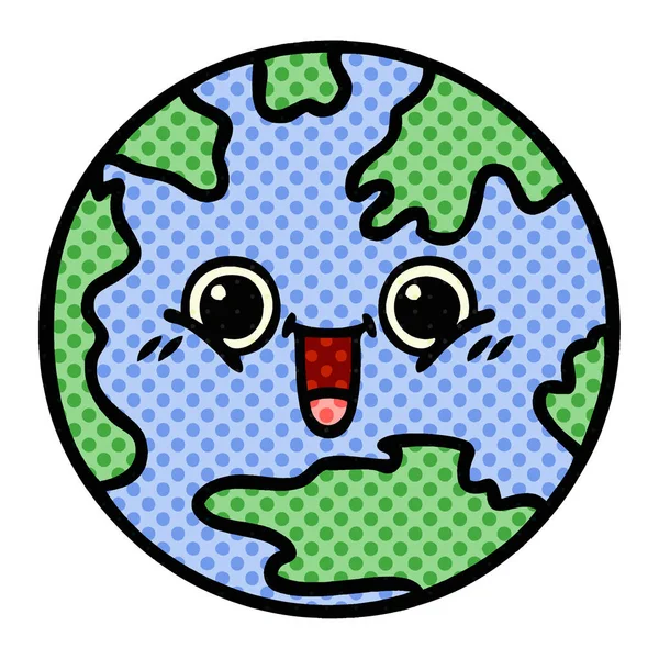 Мультфильм Стиле Комиксов Планете Земля — стоковый вектор