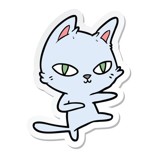 Klistermärke Tecknad Katt Dans — Stock vektor