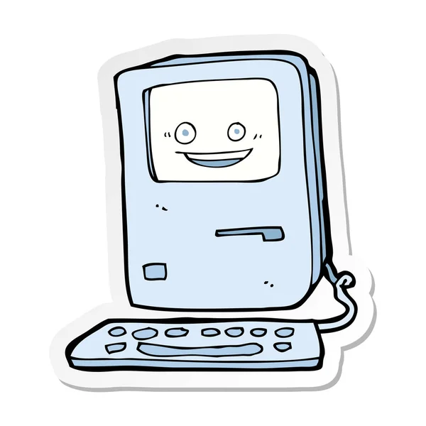 Sticker Cartoon Old Computer — Stock Vector