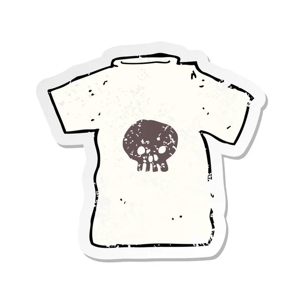 Pegatina Retro Angustiado Una Camiseta Dibujos Animados Cráneo — Vector de stock