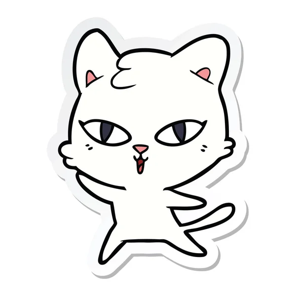 Sticker of a cartoon cat — Stock Vector