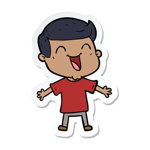 Pegatina Hombre Feliz Dibujos Animados — Vector de stock