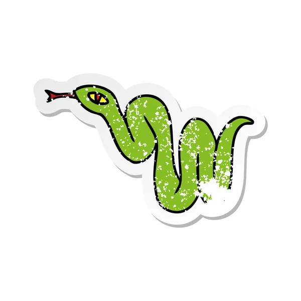 Adesivo Disegnato Mano Angosciato Cartoon Doodle Serpente Giardino — Vettoriale Stock