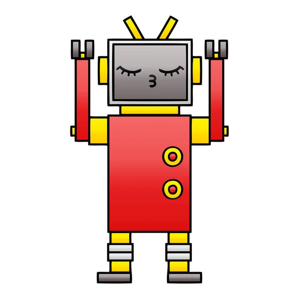 Dibujo Animado Sombreado Degradado Robot — Vector de stock