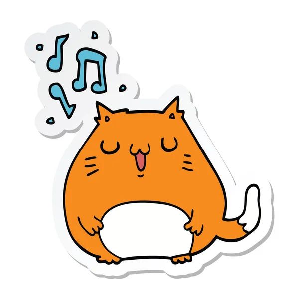 Sticker of a cartoon cat singing — Stock Vector