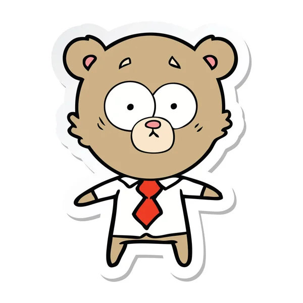 Etiqueta Desenho Animado Urso Surpreso — Vetor de Stock