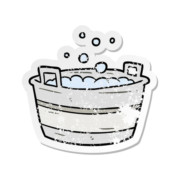 Calcomanía angustiada de una caricatura viejo baño de lata — Vector de stock