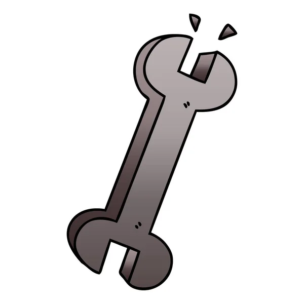 Gradient Grijs Eigenzinnige Cartoon Spanner — Stockvector