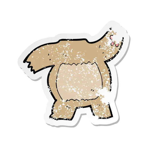 Adesivo angustiado retro de um corpo de urso de pelúcia de desenho animado — Vetor de Stock