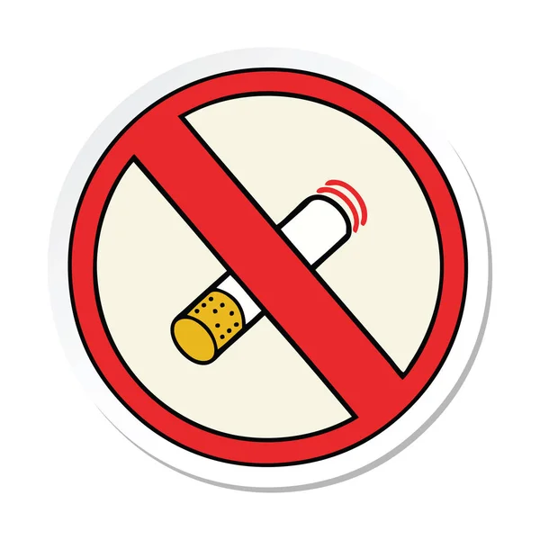 Adesivo di un cartone animato carino divieto di fumare segno permesso — Vettoriale Stock