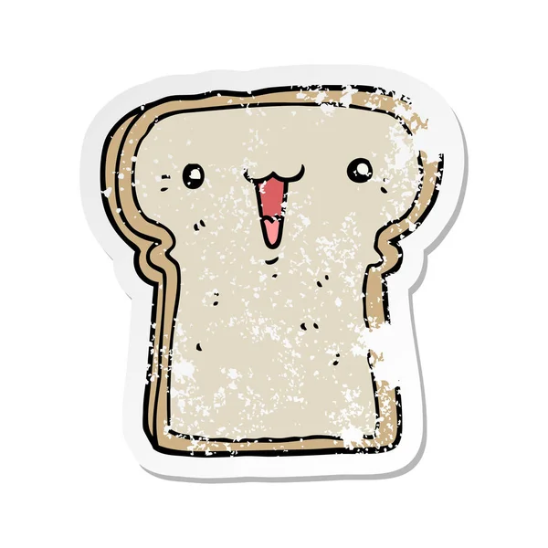 Verontruste Sticker Van Een Leuke Cartoon Toast — Stockvector