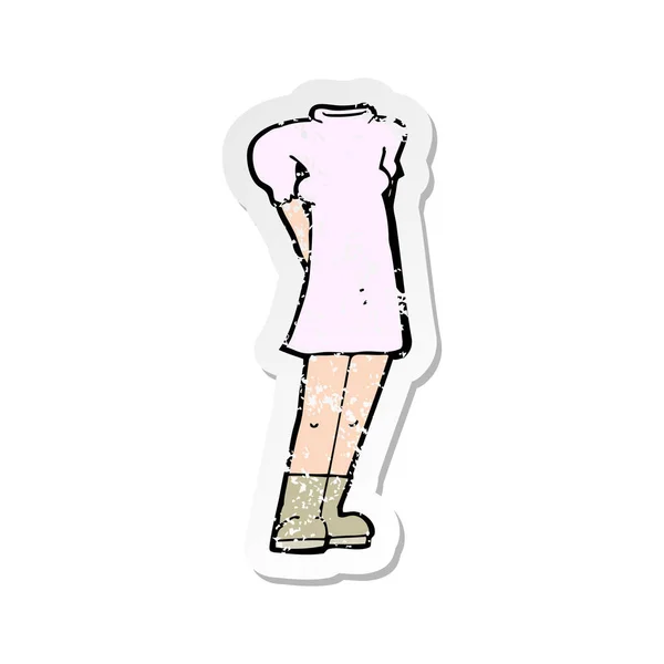 एक कार्टून महिला शरीर का रेट्रो परेशान स्टिकर — स्टॉक वेक्टर