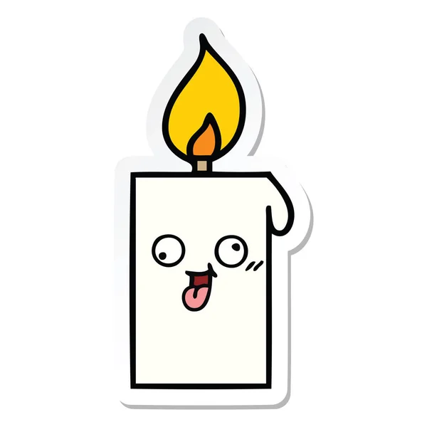 Etiqueta de uma vela acesa bonito desenho animado —  Vetores de Stock