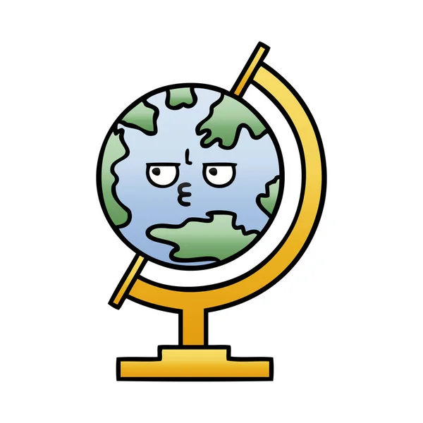 Desenho Animado Sombreado Gradiente Globo Mundo — Vetor de Stock