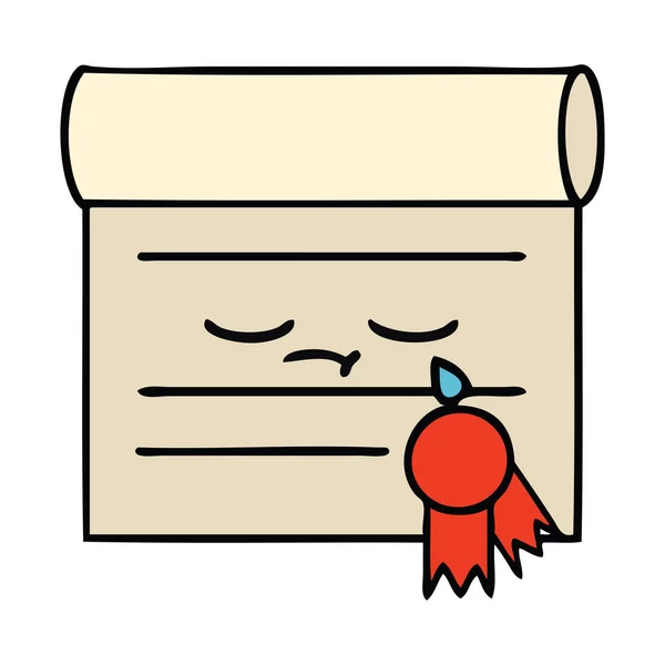 Dessin Animé Mignon Certificat — Image vectorielle