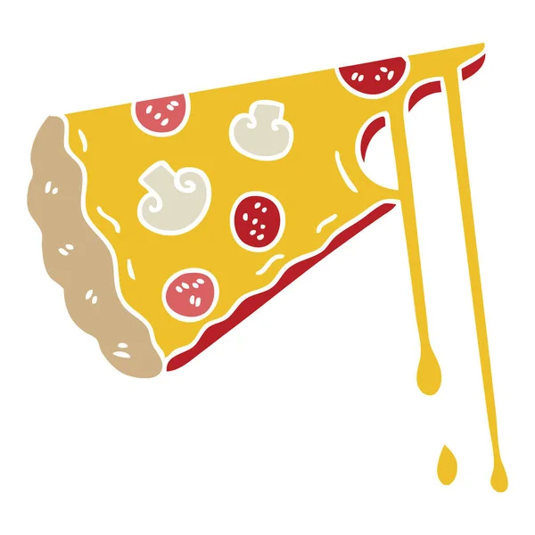 Рисованная Вручную Причудливая Мультяшная Сырная Пицца — стоковый вектор