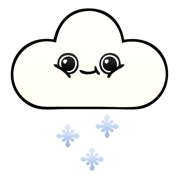 Desenho Animado Sombreado Gradiente Uma Nuvem Neve — Vetor de Stock