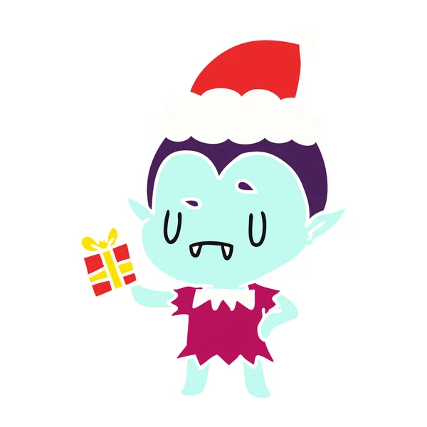 Mão Desenhada Desenhos Animados Natal Vampiro Kawaii — Vetor de Stock