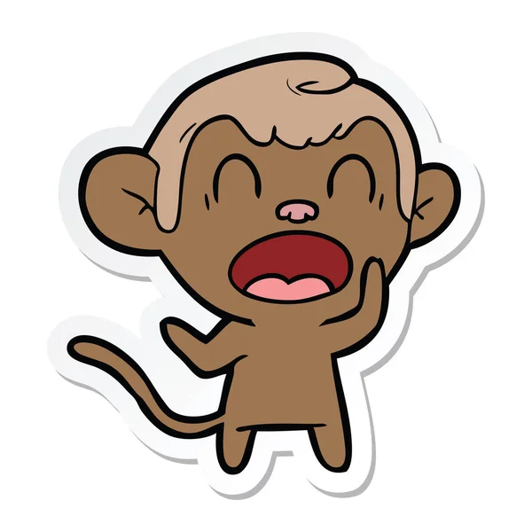 Etiqueta Macaco Desenho Animado Gritando —  Vetores de Stock