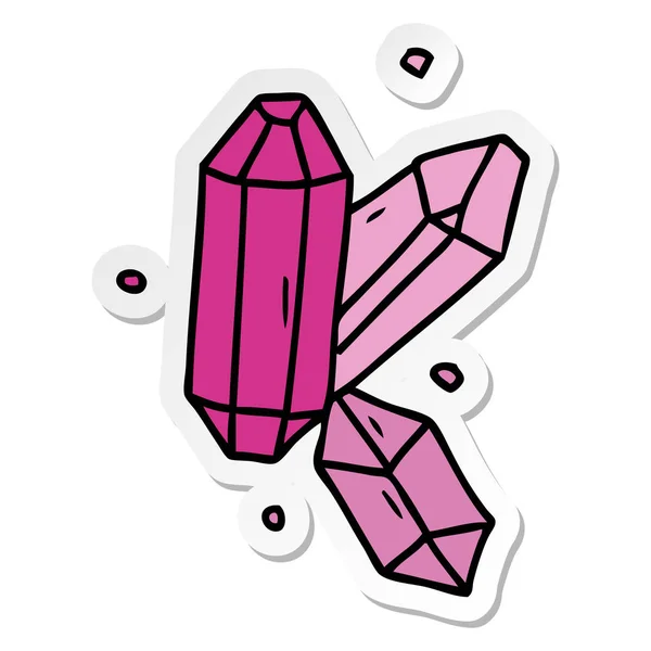 Etiqueta desenho animado doodle de pedras preciosas de cristal — Vetor de Stock