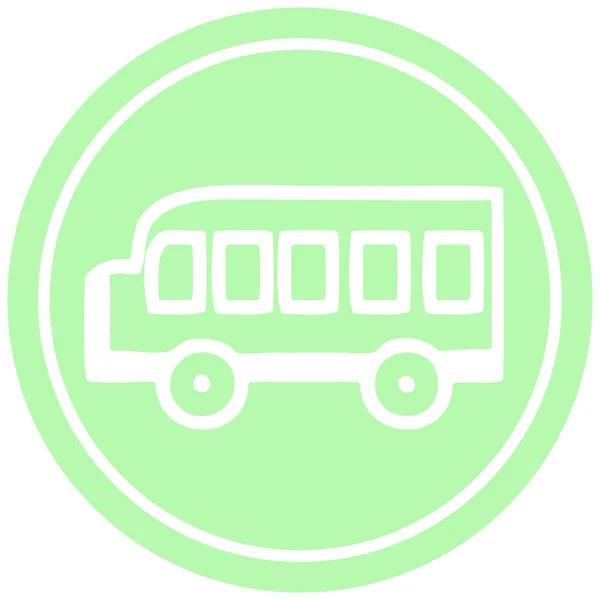 Školní Autobus Kruhová Ikona Symbol — Stockový vektor
