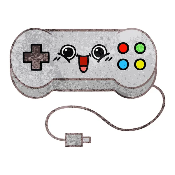 Retro Grunge Textur Karikatur Eines Game Controllers — Stockvektor