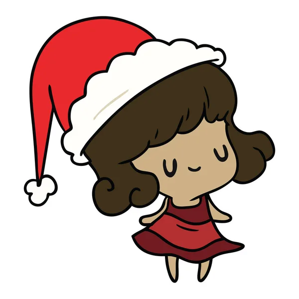 Dibujos animados de Navidad de chica kawaii — Vector de stock