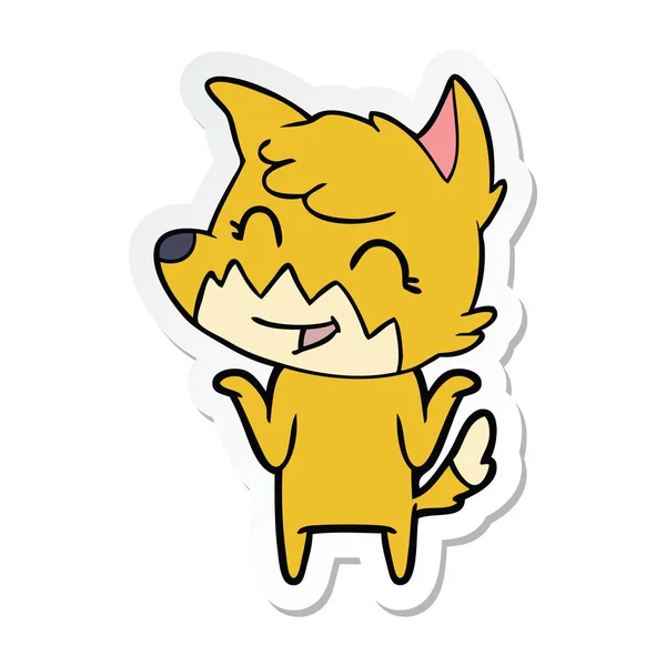 Aufkleber Eines Glücklichen Cartoon Fuchses — Stockvektor