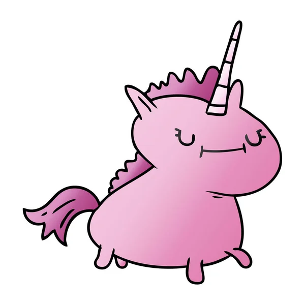 Garabato de dibujos animados degradado de un unicornio mágico — Vector de stock
