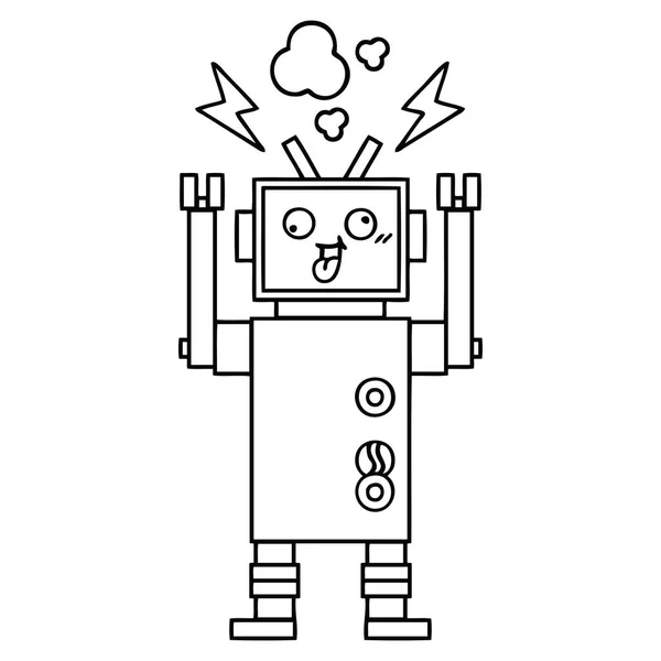 ロボットの誤動作の線画漫画 — ストックベクタ