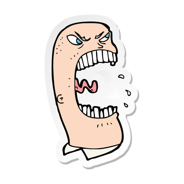 Sticker van een cartoon woedende man schreeuwen — Stockvector
