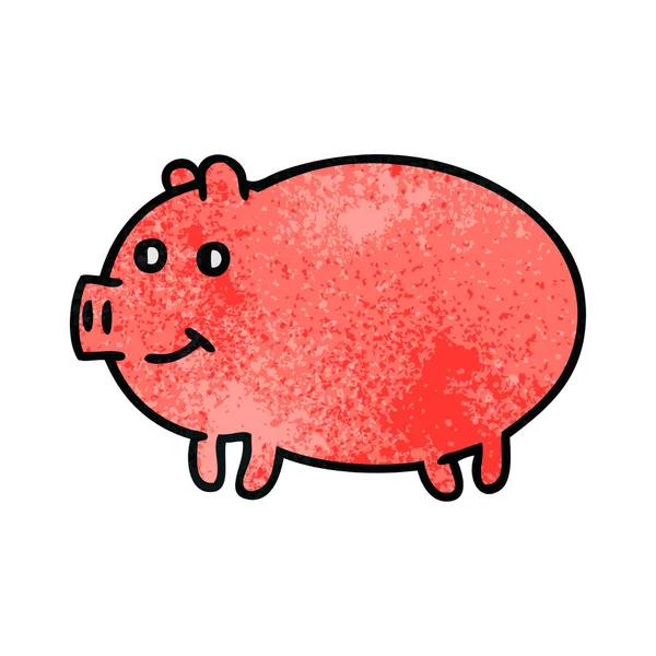 Retro grunge texture cartoon pig — Stock Vector
