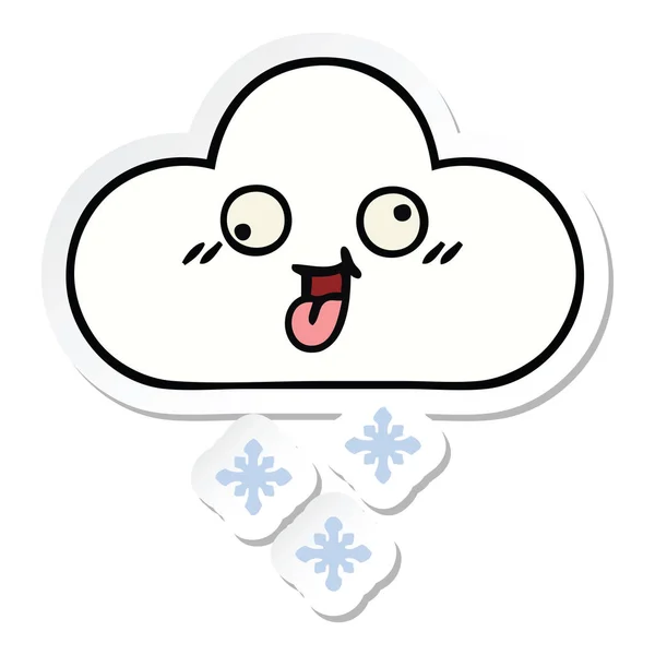 Autocollant Nuage Neige Dessin Animé Mignon — Image vectorielle