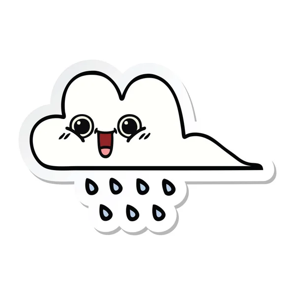 Pegatina de una linda nube de lluvia de dibujos animados — Vector de stock