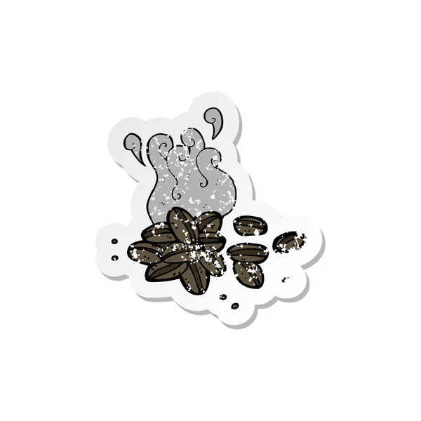 Retro distressed nálepka kreslený kávová zrna — Stockový vektor