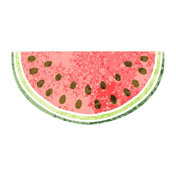Egendomliga retro illustration stil tecknad vattenmelon — Stock vektor