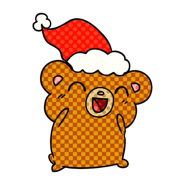 Ręcznie Rysowane Bożonarodzeniowa Kreskówka Niedźwiedź Kawaii — Wektor stockowy