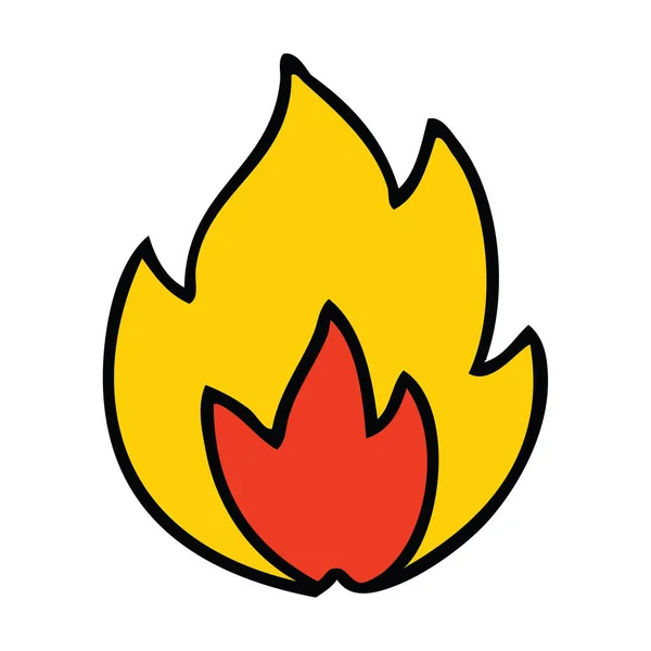 Lindo Dibujo Animado Fuego — Vector de stock