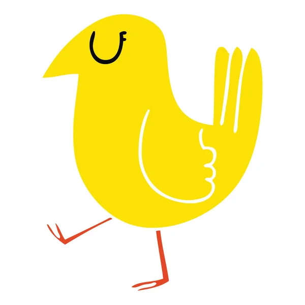 Extravagante mano dibujado dibujos animados amarillo pájaro — Vector de stock