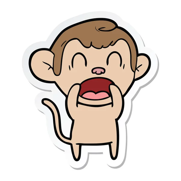 Sticker Shouting Cartoon Monkey — Stock Vector