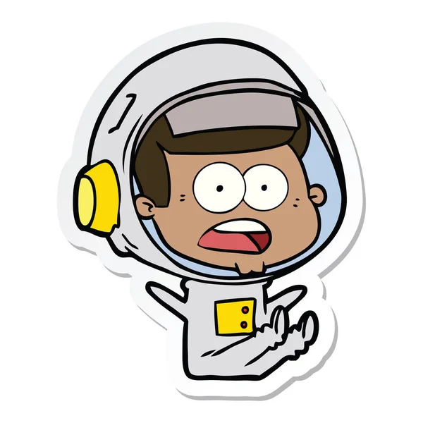 Sticker of a cartoon surprised astronaut — Stock Vector