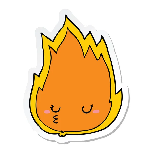 Pegatina de un lindo fuego de dibujos animados — Vector de stock