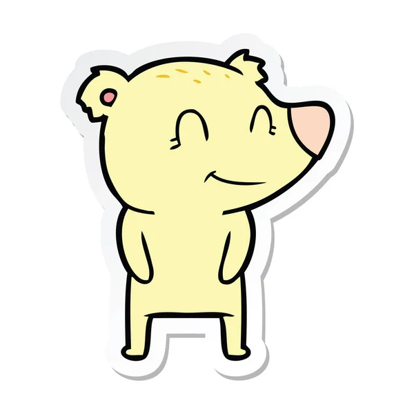 Etiqueta de um desenho animado urso amigável — Vetor de Stock