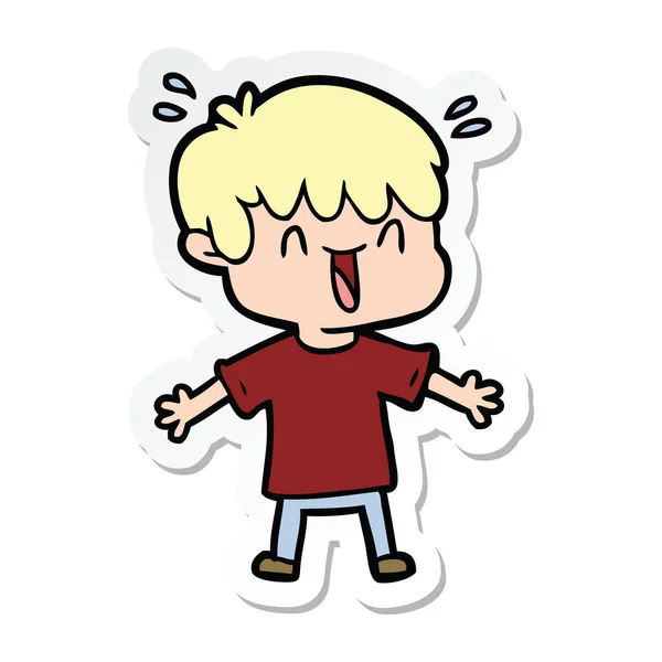 Sticker Van Een Cartoon Lachen Jongen — Stockvector