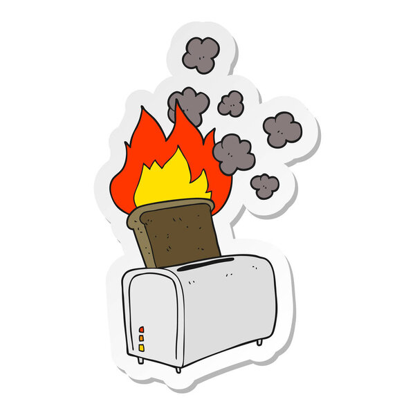 sticker of a cartoon burnt toast