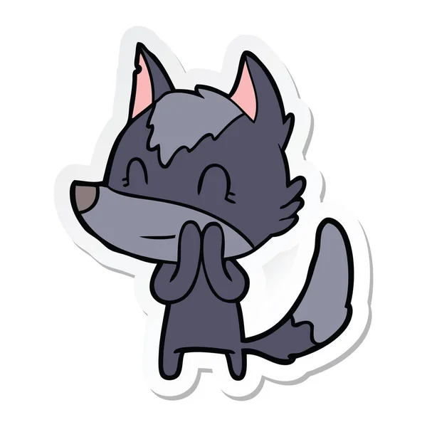 Sticker van een vriendelijke cartoon wolf — Stockvector