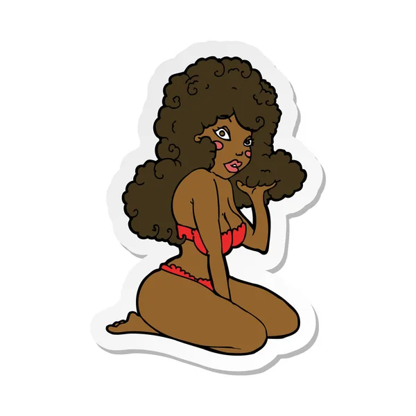 Sticker Van Een Cartoon Pin Girl — Stockvector