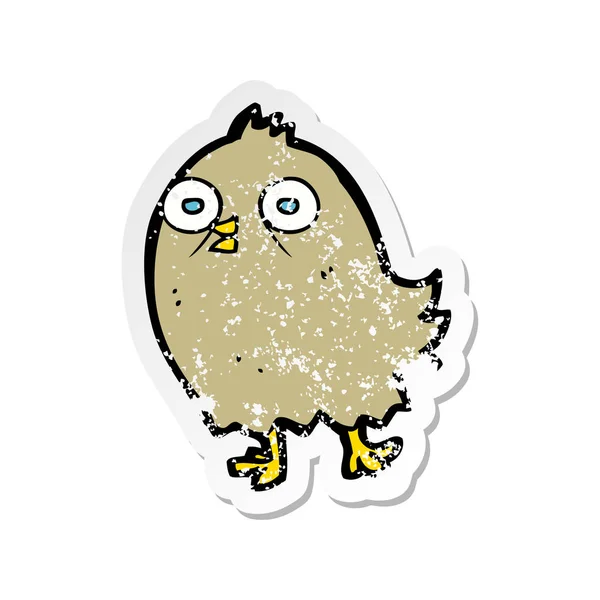 Retro Noodlijdende Sticker Van Een Grappige Cartoon Vogel — Stockvector