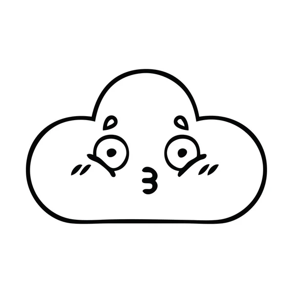 Dessin en ligne dessin animé nuage blanc — Image vectorielle