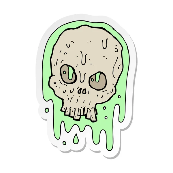 Sticker of a cartoon slimy skull — Stock Vector